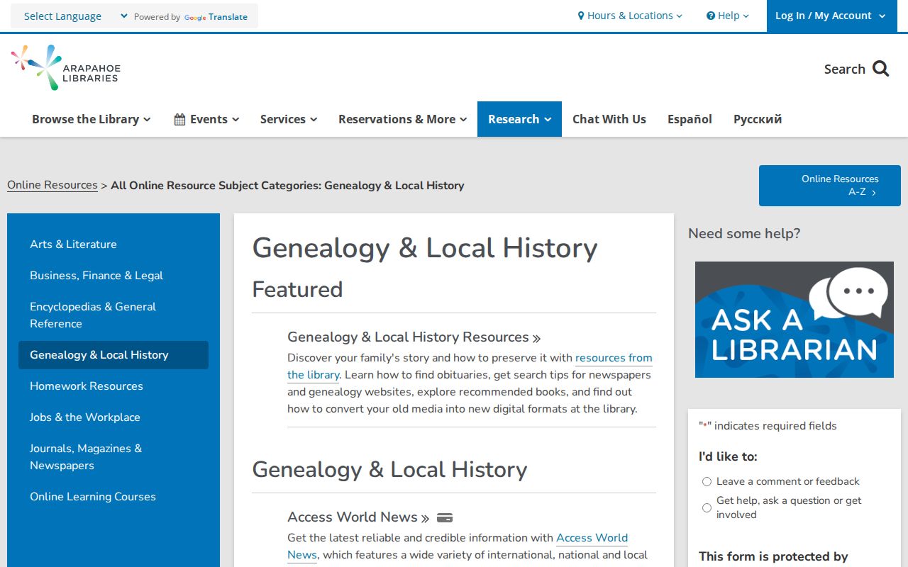 Centennial city directory reference to Arapahoe Libraries genealogy resources