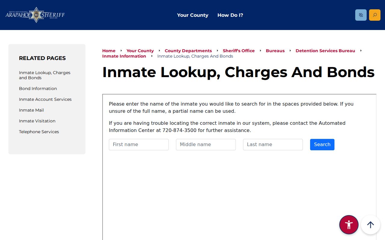 Centennial residents directory reference to the Arapahoe jail charges and bonds record