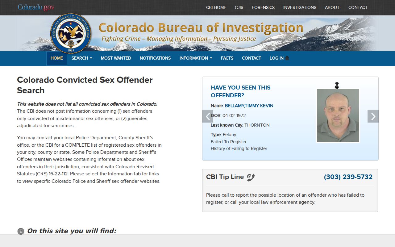 Centennial residents directory reference to the Colorado CBI registry search