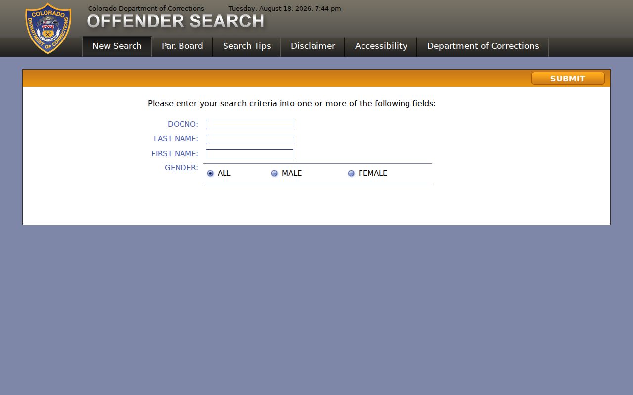 Centennial residents directory reference to Colorado DOC offender search