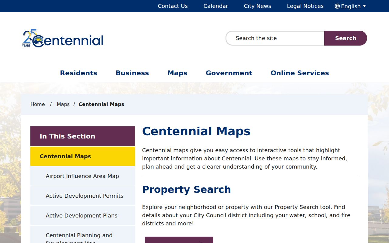 Centennial neighbors reference to Centennial maps and district layers