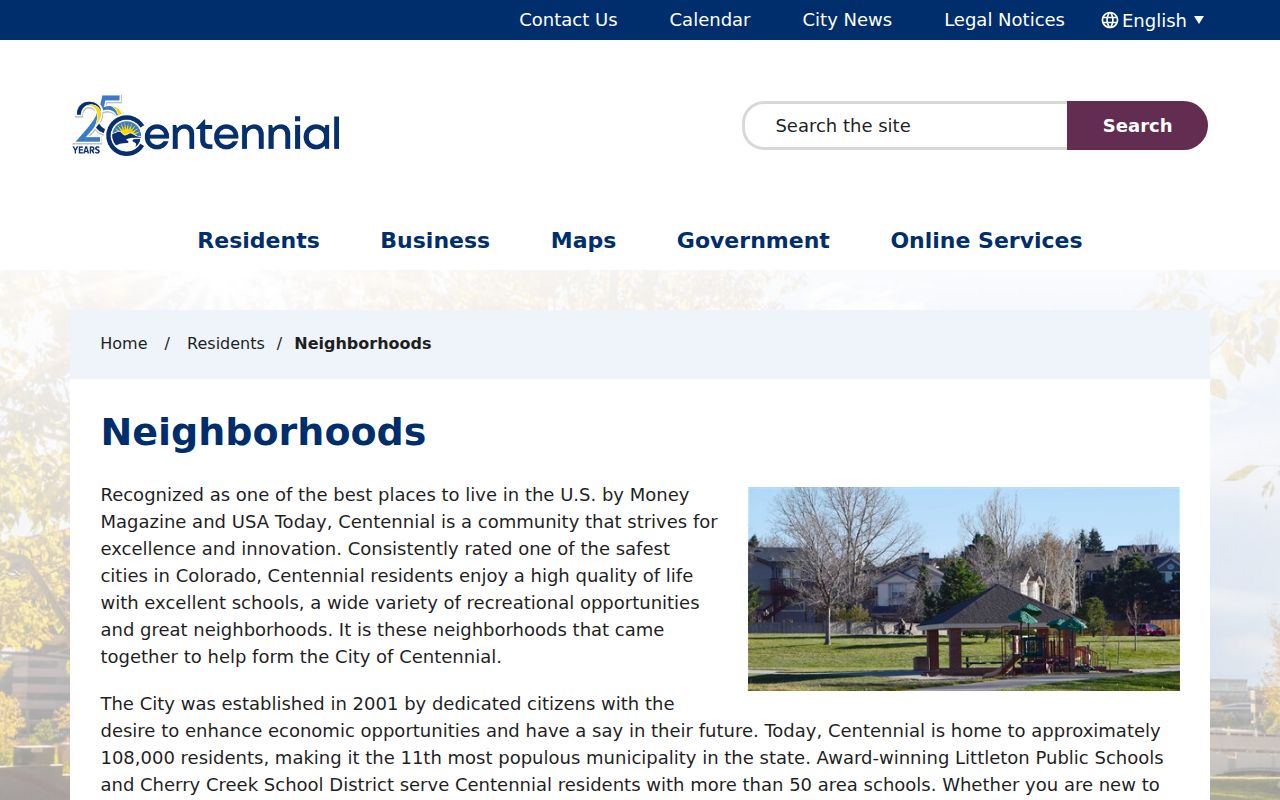 Centennial neighbors reference to the city neighborhoods page