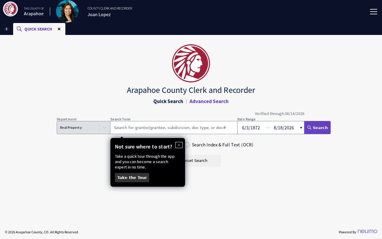 Centennial previous residents reference to Arapahoe recorded document search