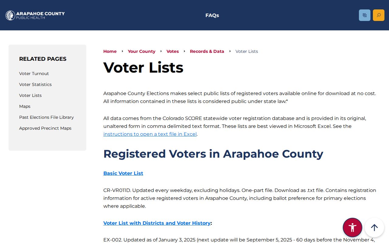 Centennial resident lookup reference to Arapahoe County voter lists