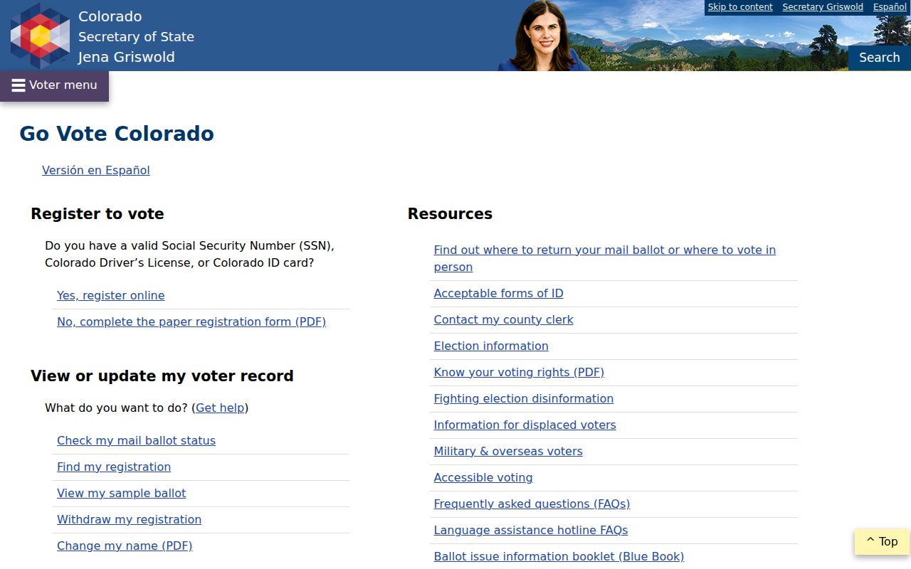 Centennial ZIP code directory reference to Colorado GoVote services